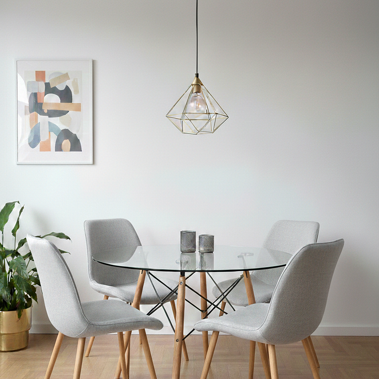 Comedor Mesa Eames 120cm + 4 Sillas Aura Wood 1