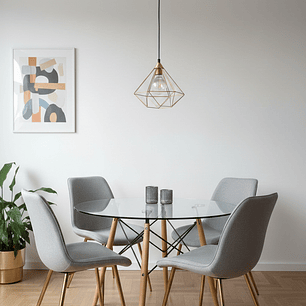 Comedor Mesa Eames 120cm + 4 Sillas Aura Gold