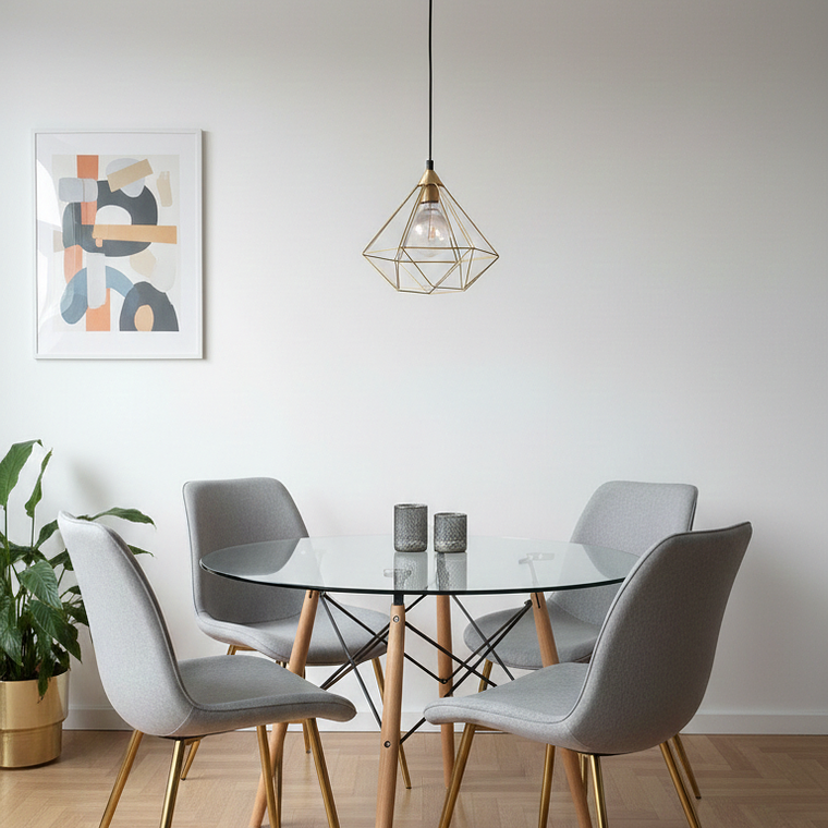 Comedor Mesa Eames 120cm + 4 Sillas Aura Gold 2