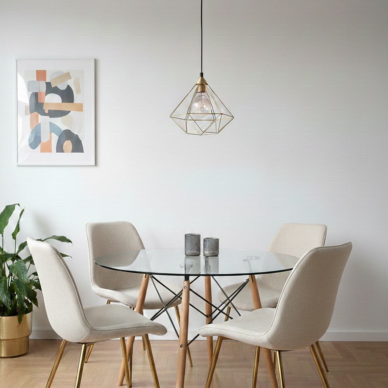 Comedor Mesa Eames 120cm + 4 Sillas Aura Gold 1