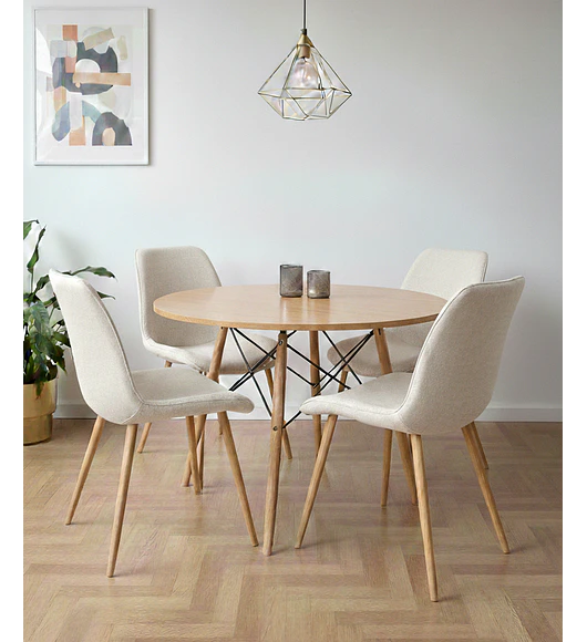 Comedor Mesa Eames Wood 100cm + 4 Sillas Aura Wood