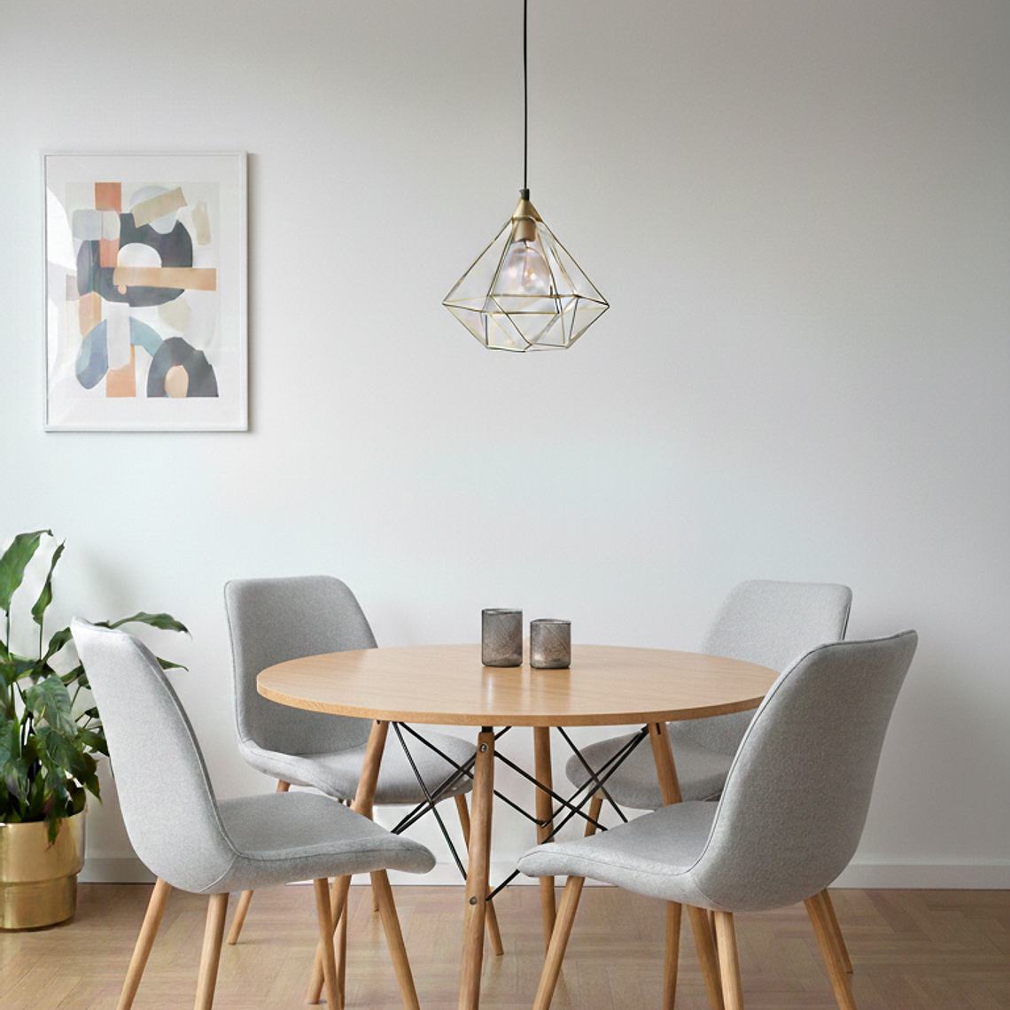 Comedor Mesa Eames Wood 100cm + 4 Sillas Aura Wood 2