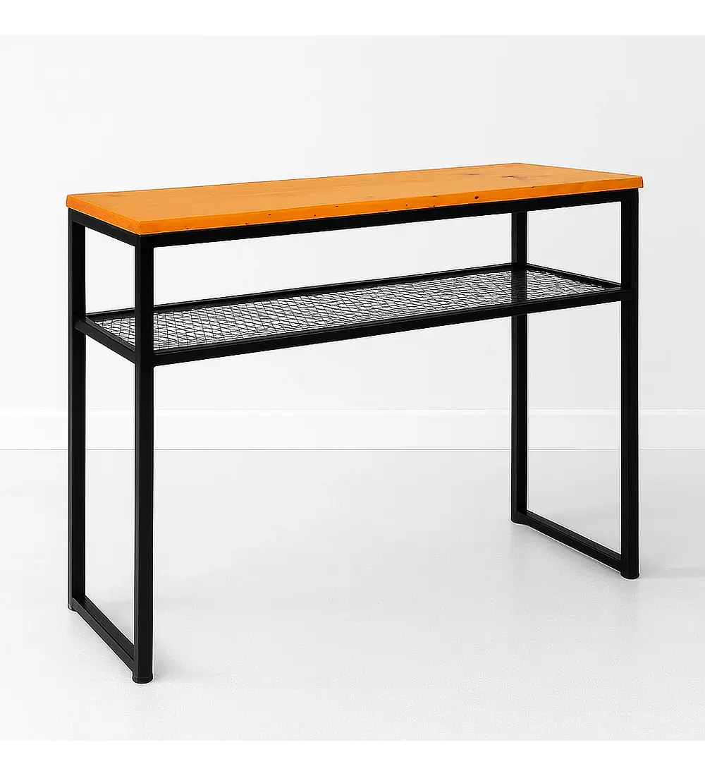Arrimo Estilo Industrial con Repisa Metálica y Cubierta de Madera