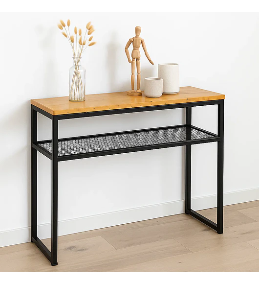 Arrimo Estilo Industrial con Repisa Metálica y Cubierta de Madera