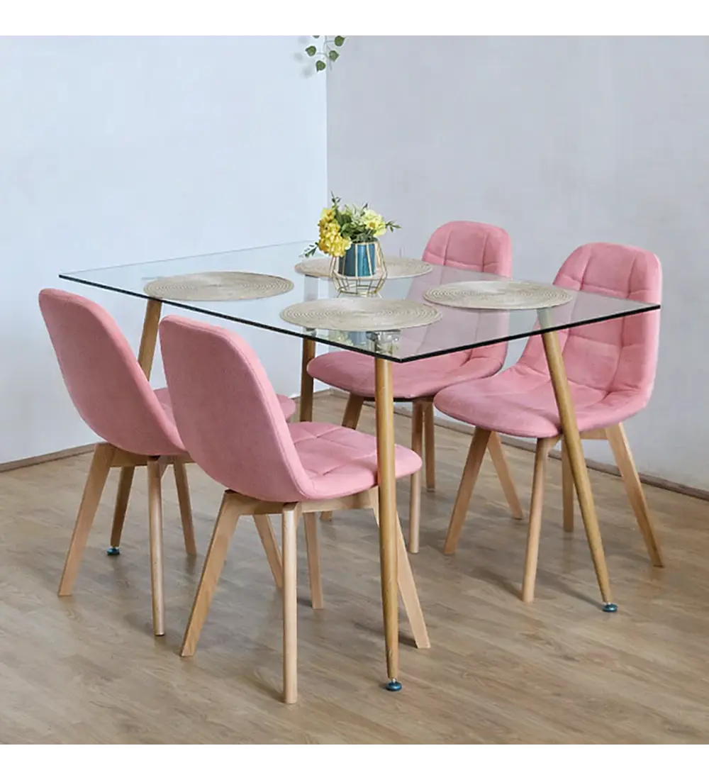 Comedor Rubi 120x80cms + 4 Sillas Capitonne Velvet 