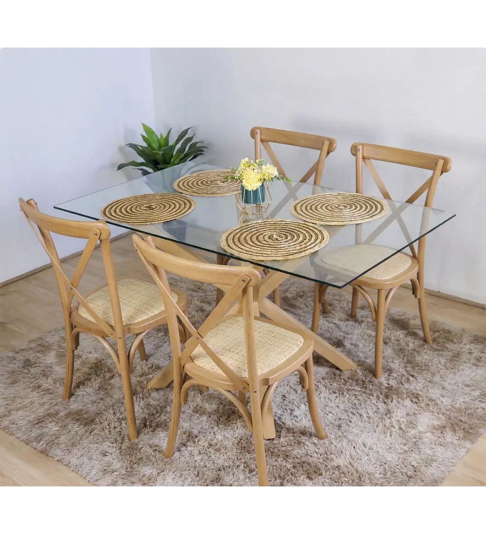 Comedor Madrid 140x80cms + 4 Sillas Crossback Madera