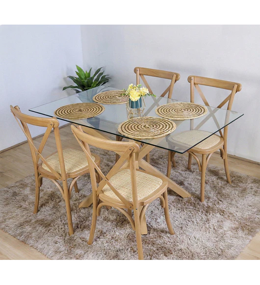 Comedor Madrid 140x80cms + 4 Sillas Crossback Madera