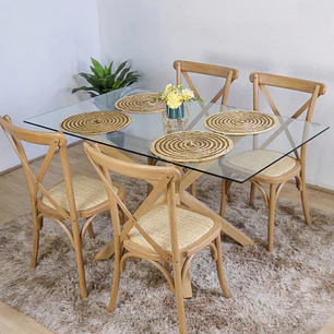 Comedor Madrid 140x80cms + 4 Sillas Crossback Madera