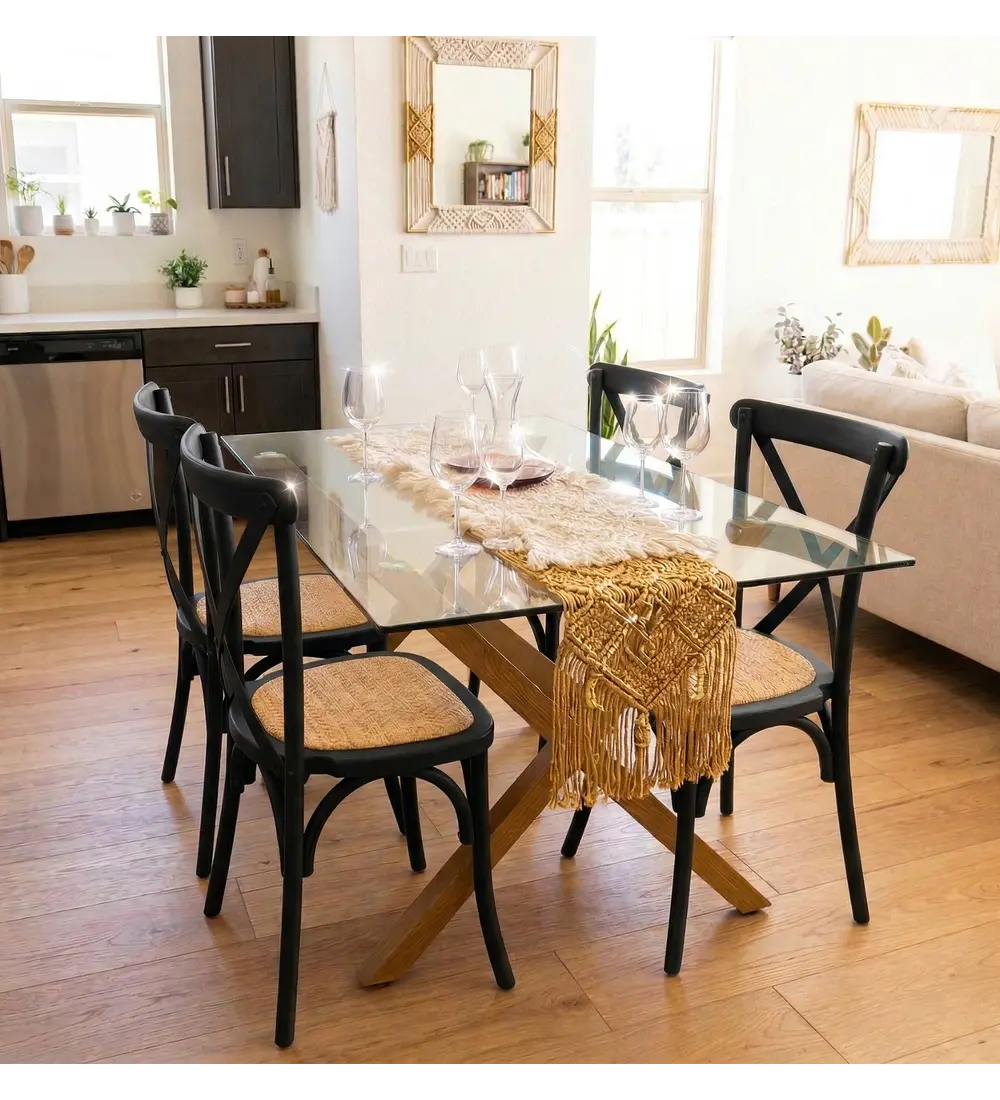 Comedor Medlock 140x90cms + 4 Sillas Crossback Madera