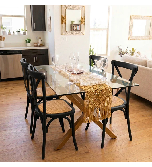 Comedor Medlock 140x90cms + 4 Sillas Crossback Madera