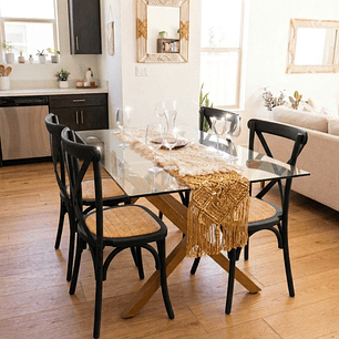 Comedor Medlock 140x90cms + 4 Sillas Crossback Madera