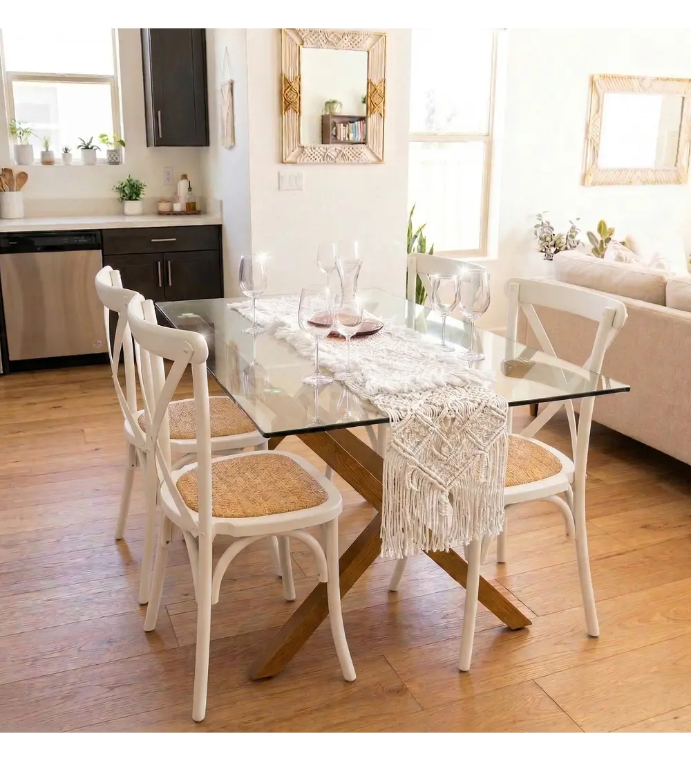 Comedor Medlock 140x90cms + 4 Sillas Crossback Madera