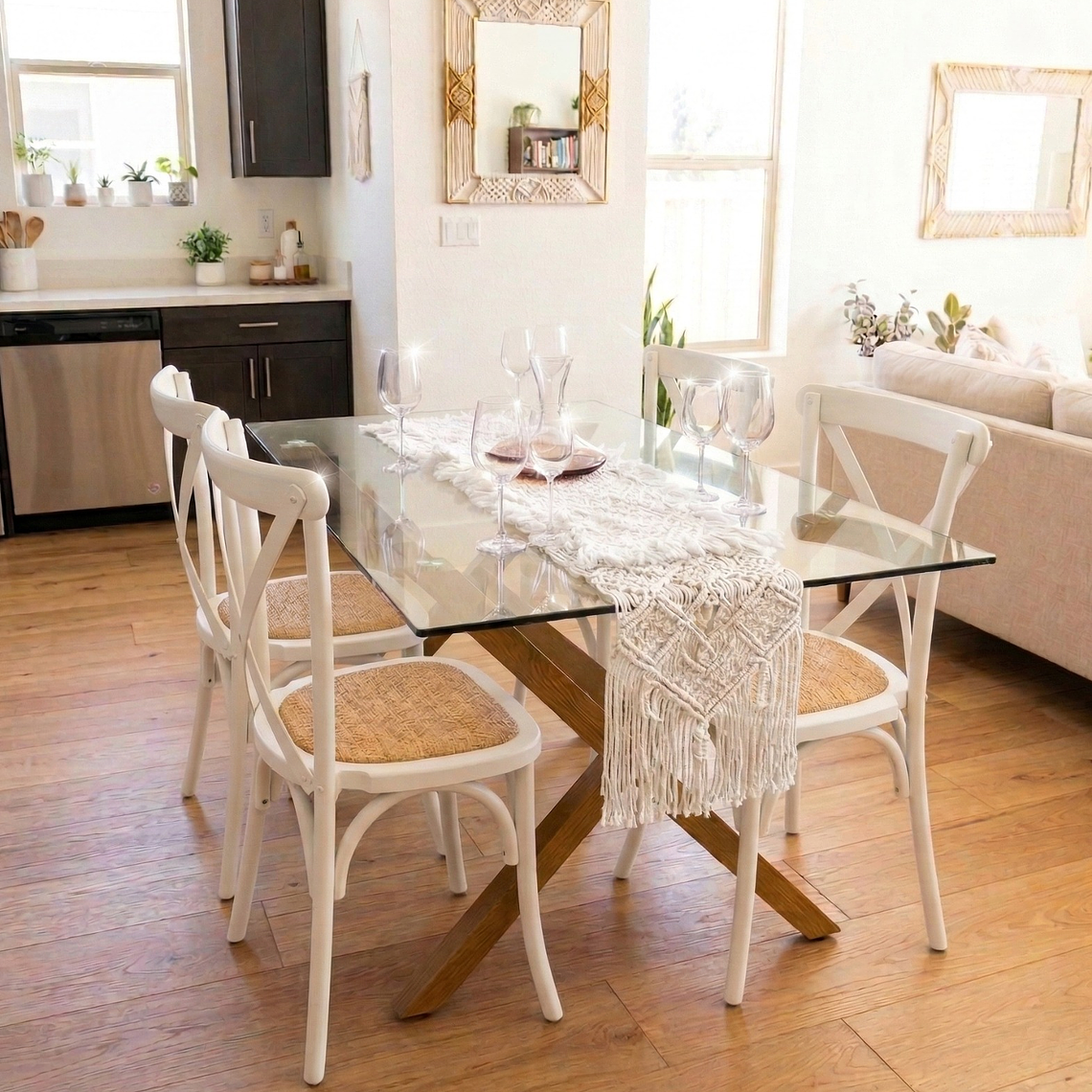 Comedor Medlock 140x90cms + 4 Sillas Crossback Madera 6