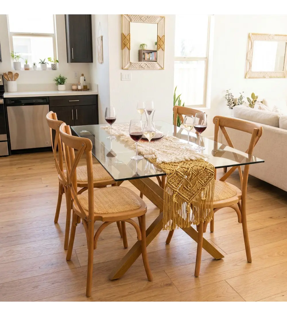Comedor Medlock 140x90cms + 4 Sillas Crossback Madera