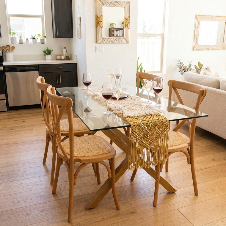 Comedor Medlock 140x90cms + 4 Sillas Crossback Madera 7