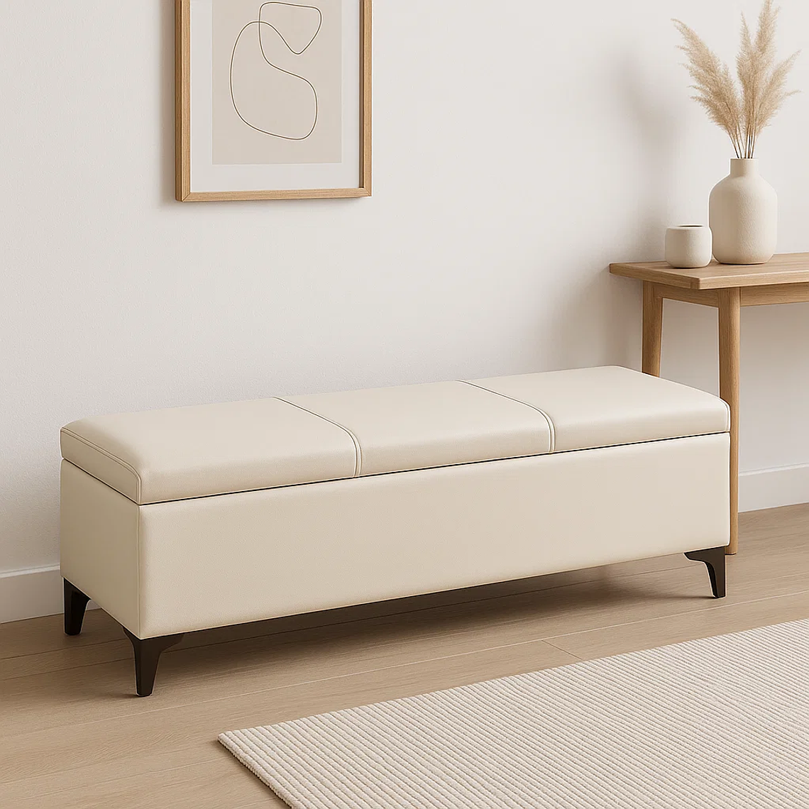 Banqueta con Almacenamiento Oculto Tapizada 3
