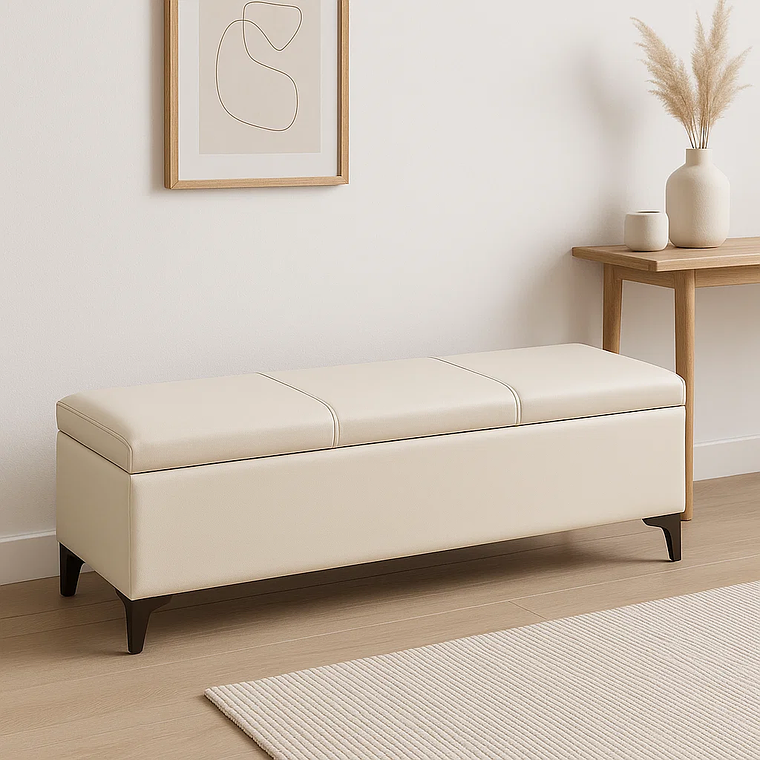 Banqueta con Almacenamiento Oculto Tapizada 3