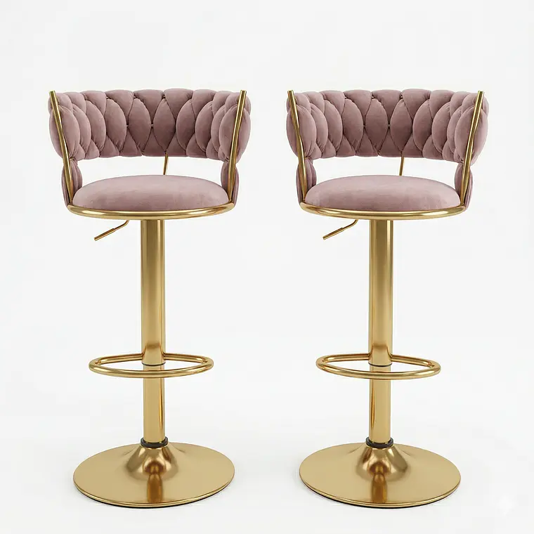 Pack 2 Taburetes Queen Velvet Gold 1