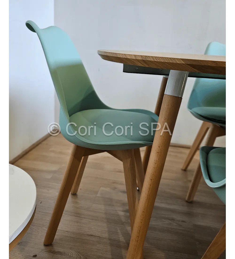 Comedor Mesa Aura Wood 100cms  + 4 Sillas Tulip