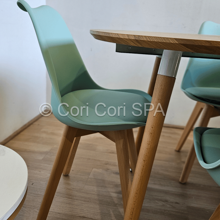 Comedor Mesa Aura Wood 100cms  + 4 Sillas Tulip 4