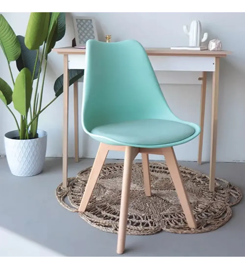 Comedor Mesa Aura Wood 100cms  + 4 Sillas Tulip