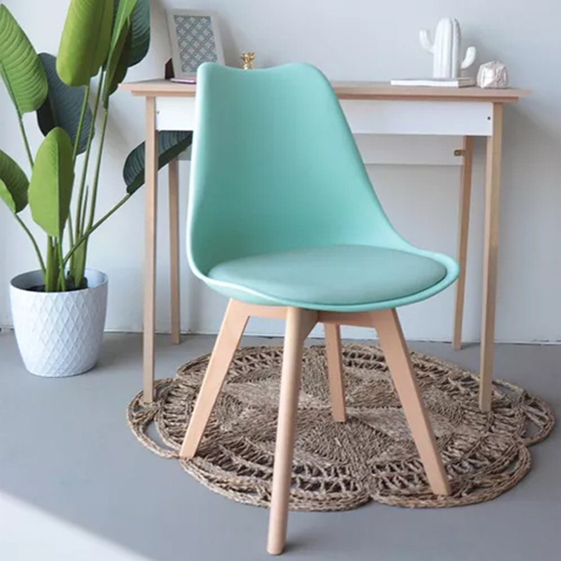 Comedor Mesa Aura Wood 100cms  + 4 Sillas Tulip 9