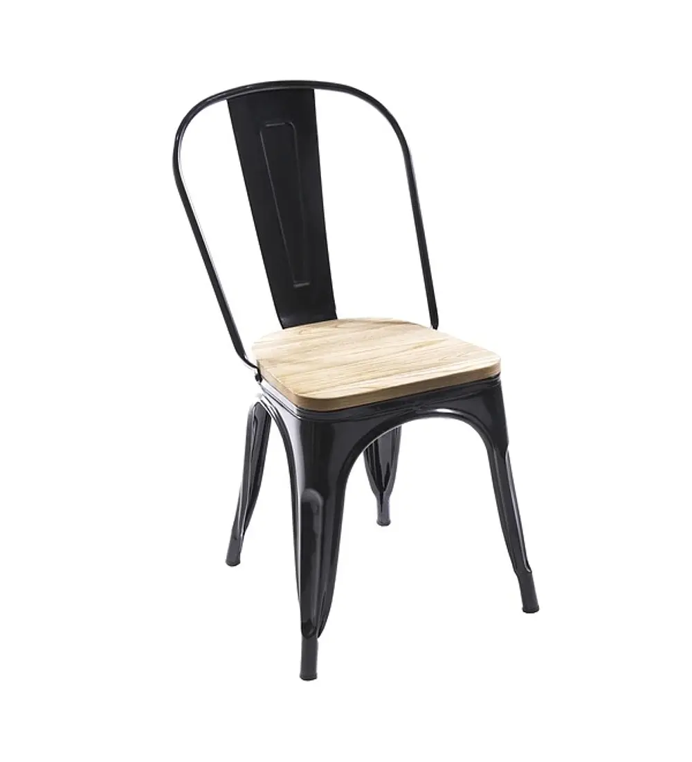 Comedor Mesa Aura Wood 100 cm + Sillas Tolix con Asiento de Madera