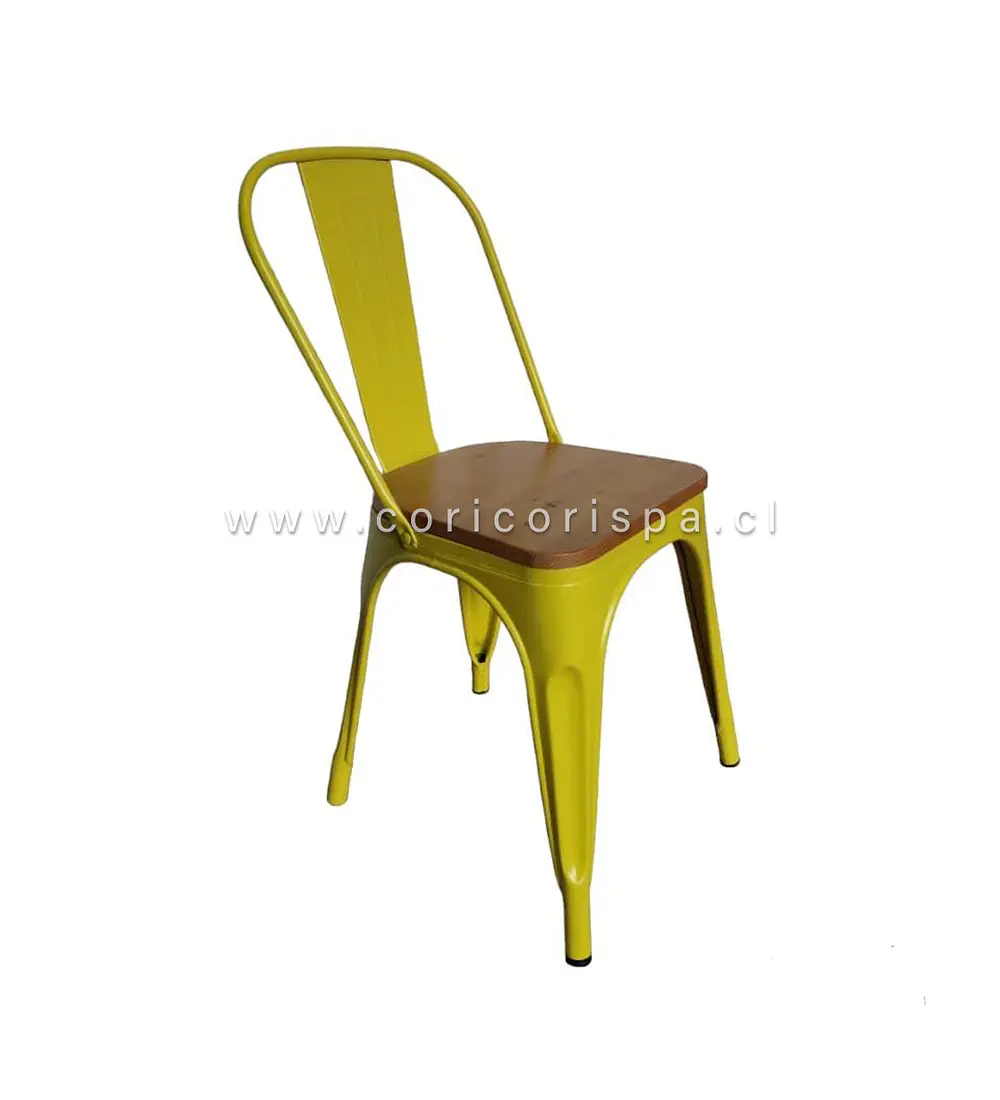 Comedor Mesa Aura Wood 100 cm + Sillas Tolix con Asiento de Madera
