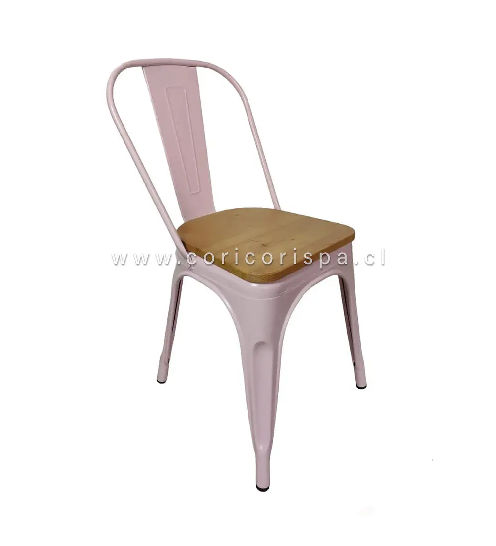 Comedor Mesa Aura Wood 100 cm + Sillas Tolix con Asiento de Madera