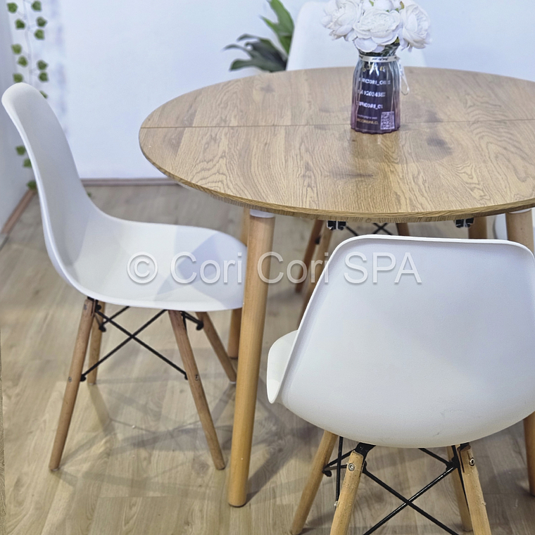 Comedor Mesa Aura Wood 100cms  + 4 Sillas Eames  8