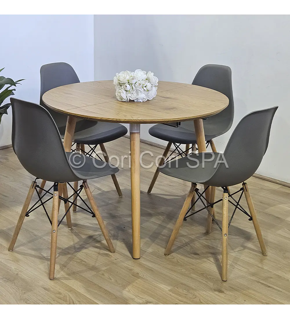 Comedor Mesa Aura Wood 100cms  + 4 Sillas Eames 