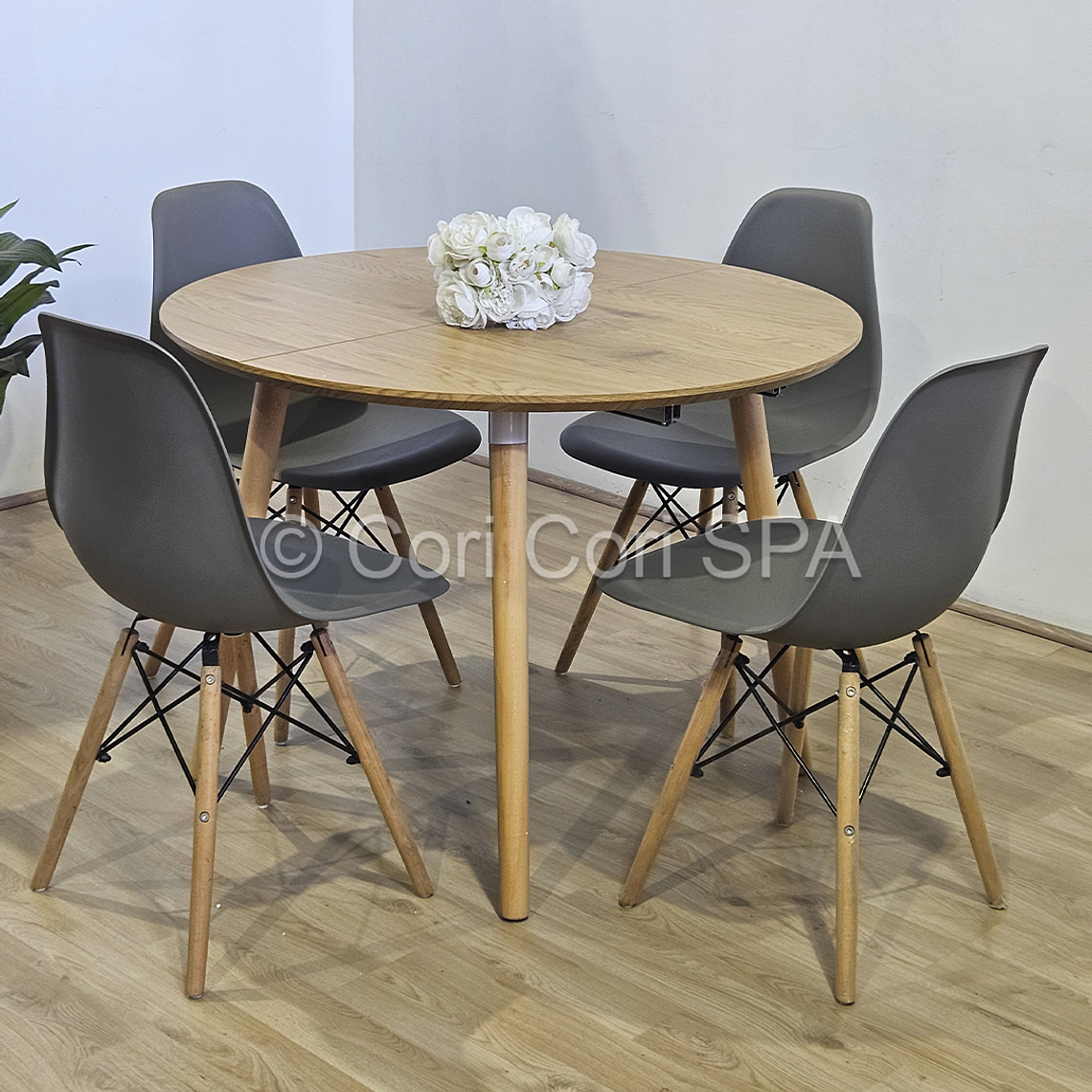 Comedor Mesa Aura Wood 100cms  + 4 Sillas Eames  3