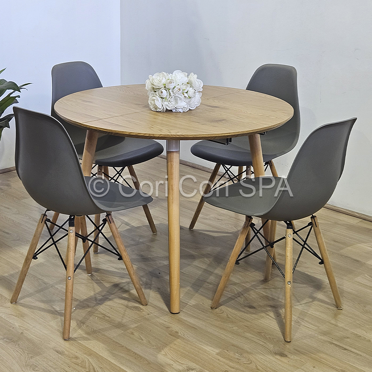Comedor Mesa Aura Wood 100cms  + 4 Sillas Eames  3