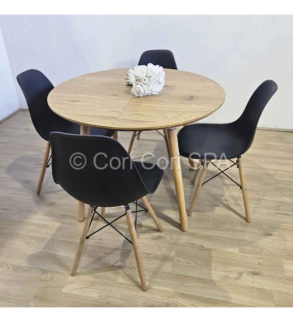 Comedor Mesa Aura Wood 100cms  + 4 Sillas Eames 
