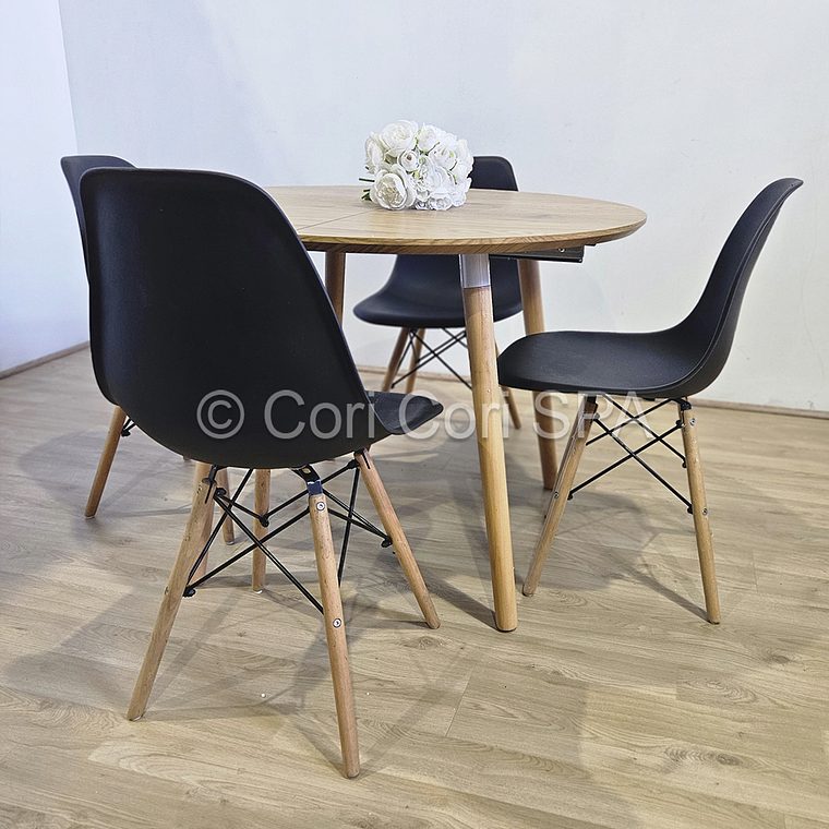 Comedor Mesa Aura Wood 100cms  + 4 Sillas Eames  9
