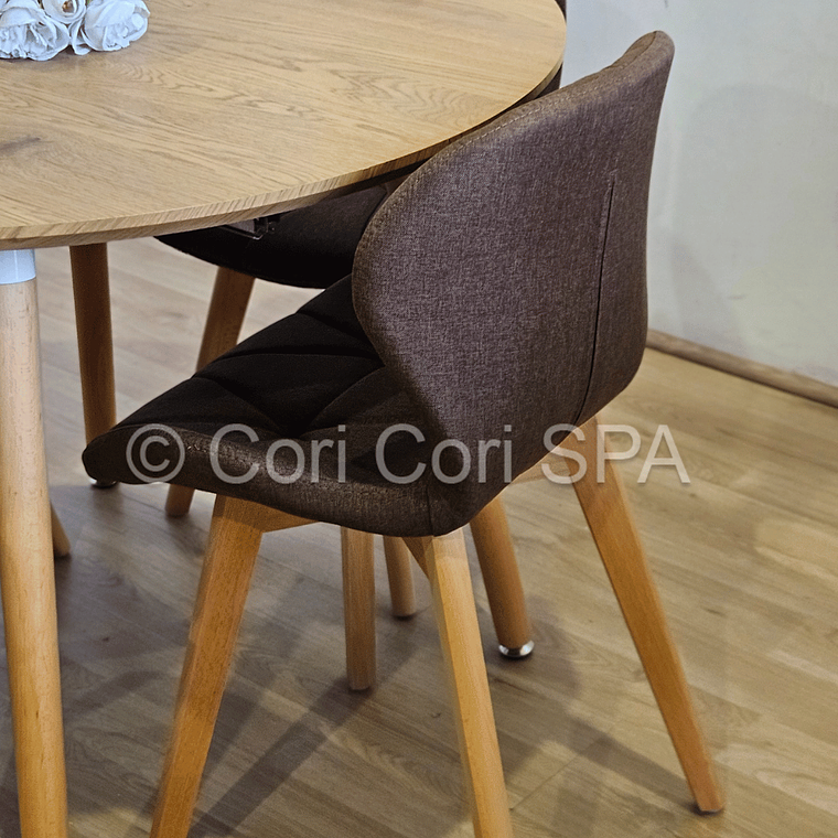 Comedor Mesa Aura 100cms + 4 Sillas Mariposa Lino 9