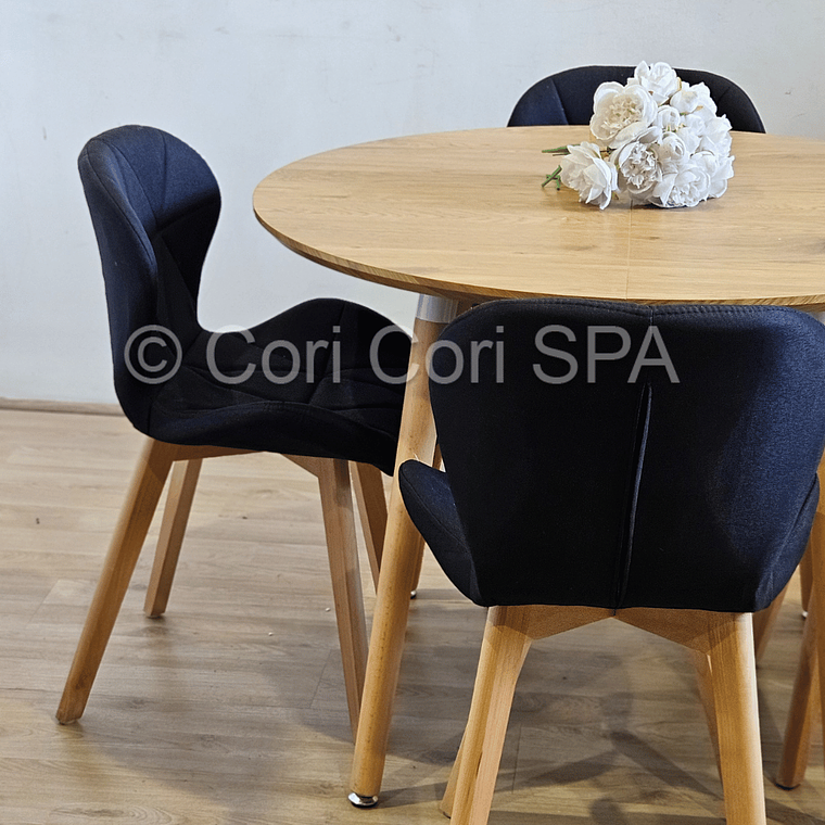 Comedor Mesa Aura 100cms + 4 Sillas Mariposa Lino 31