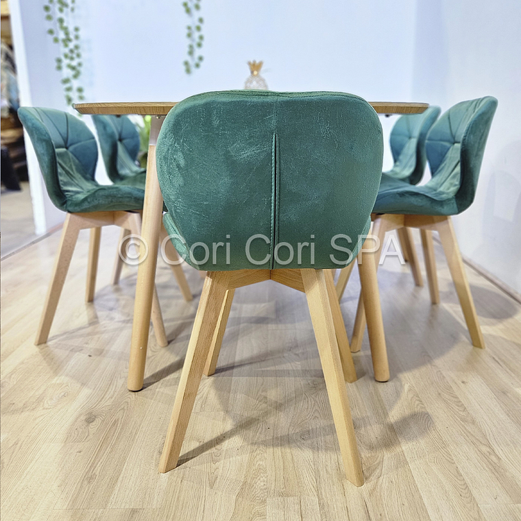 Comedor Mesa Wood 100cm + 4 Sillas Mariposa Velvet 4