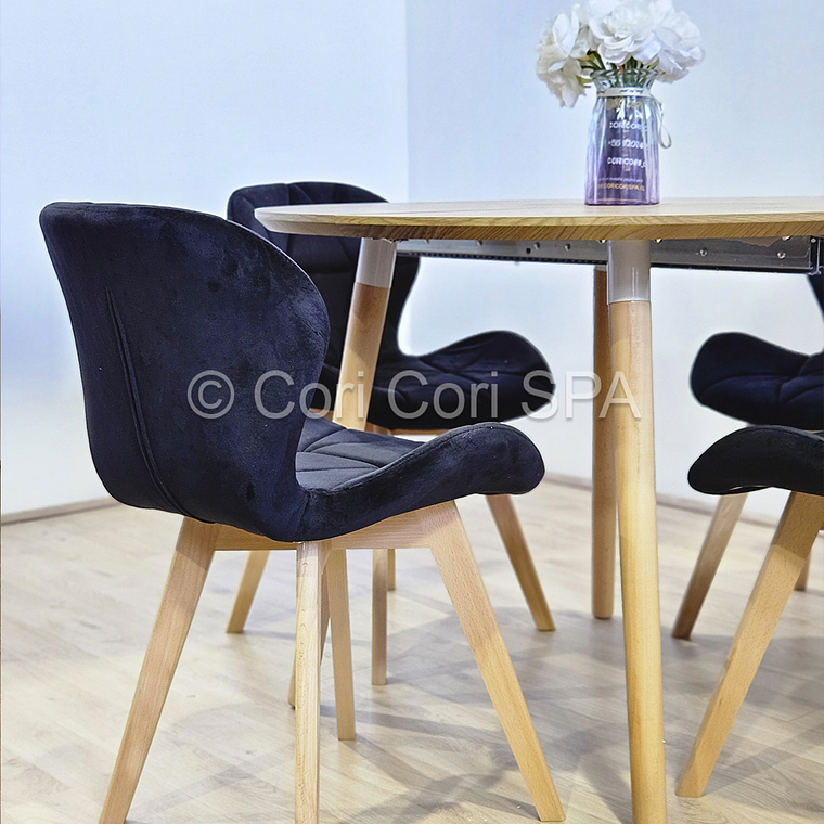 Comedor Mesa Wood 100cm + 4 Sillas Mariposa Velvet 5