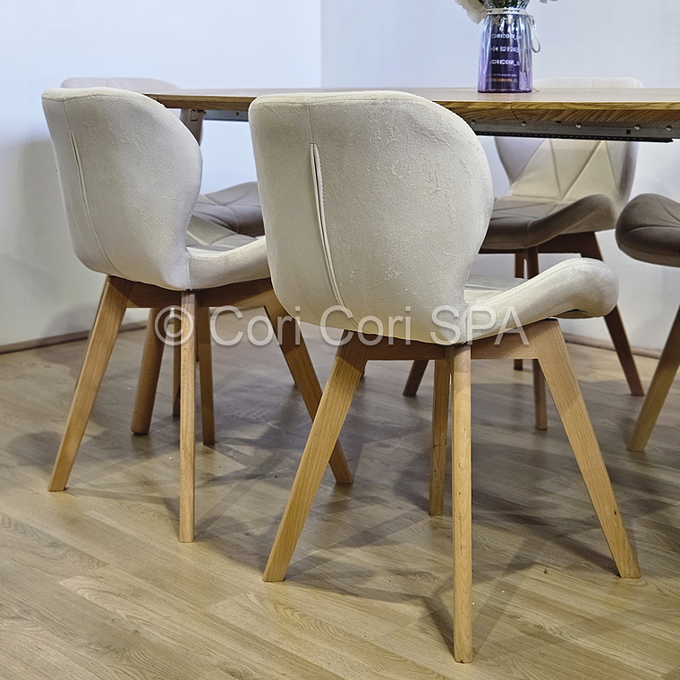 Comedor Mesa Wood 100cm + 4 Sillas Mariposa Velvet 7
