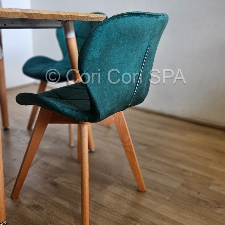 Comedor Mesa Wood 100cm + 4 Sillas Mariposa Velvet 11