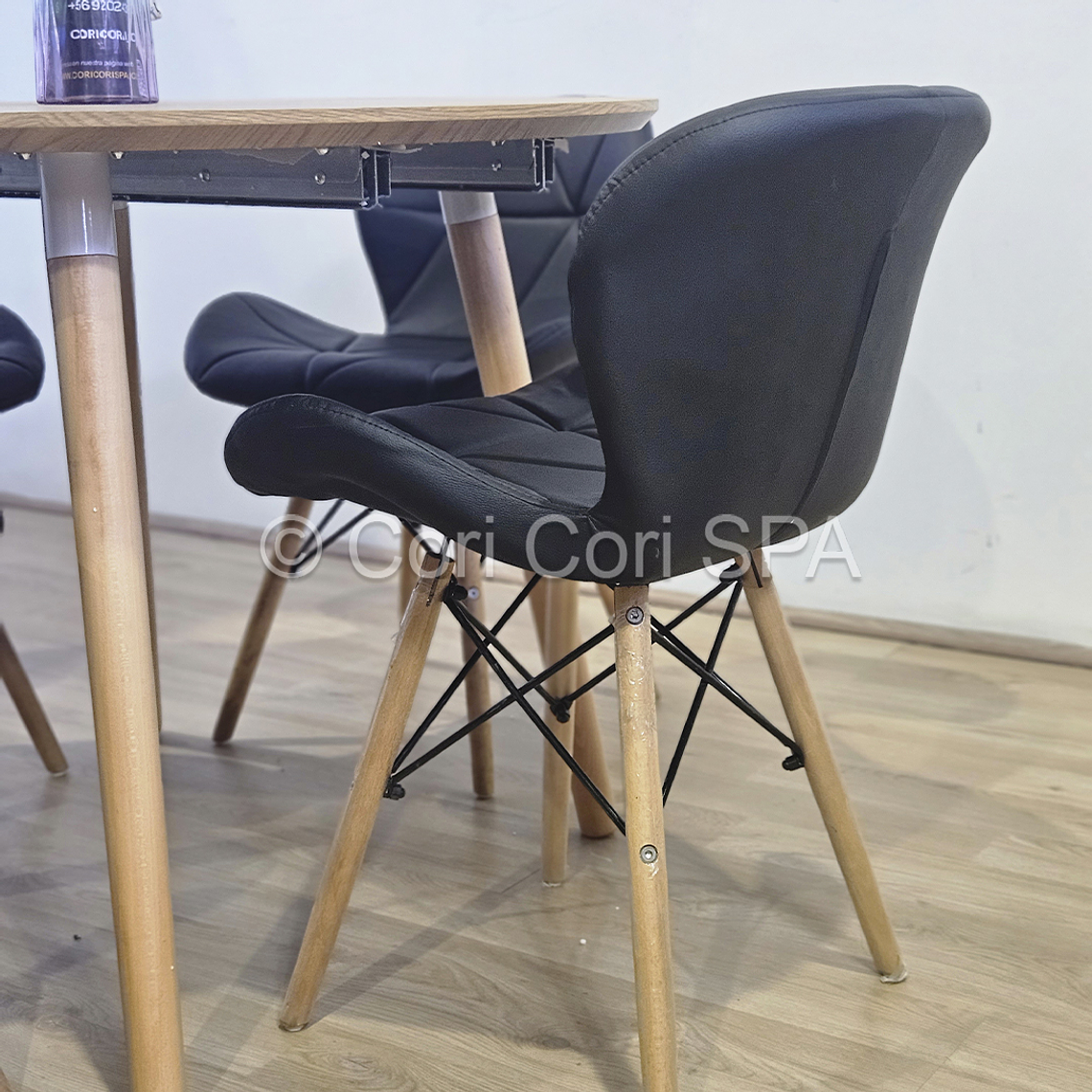 Comedor Mesa Aura Wood 100cms + 4 Silla Eames Mariposa Ecocuero 5