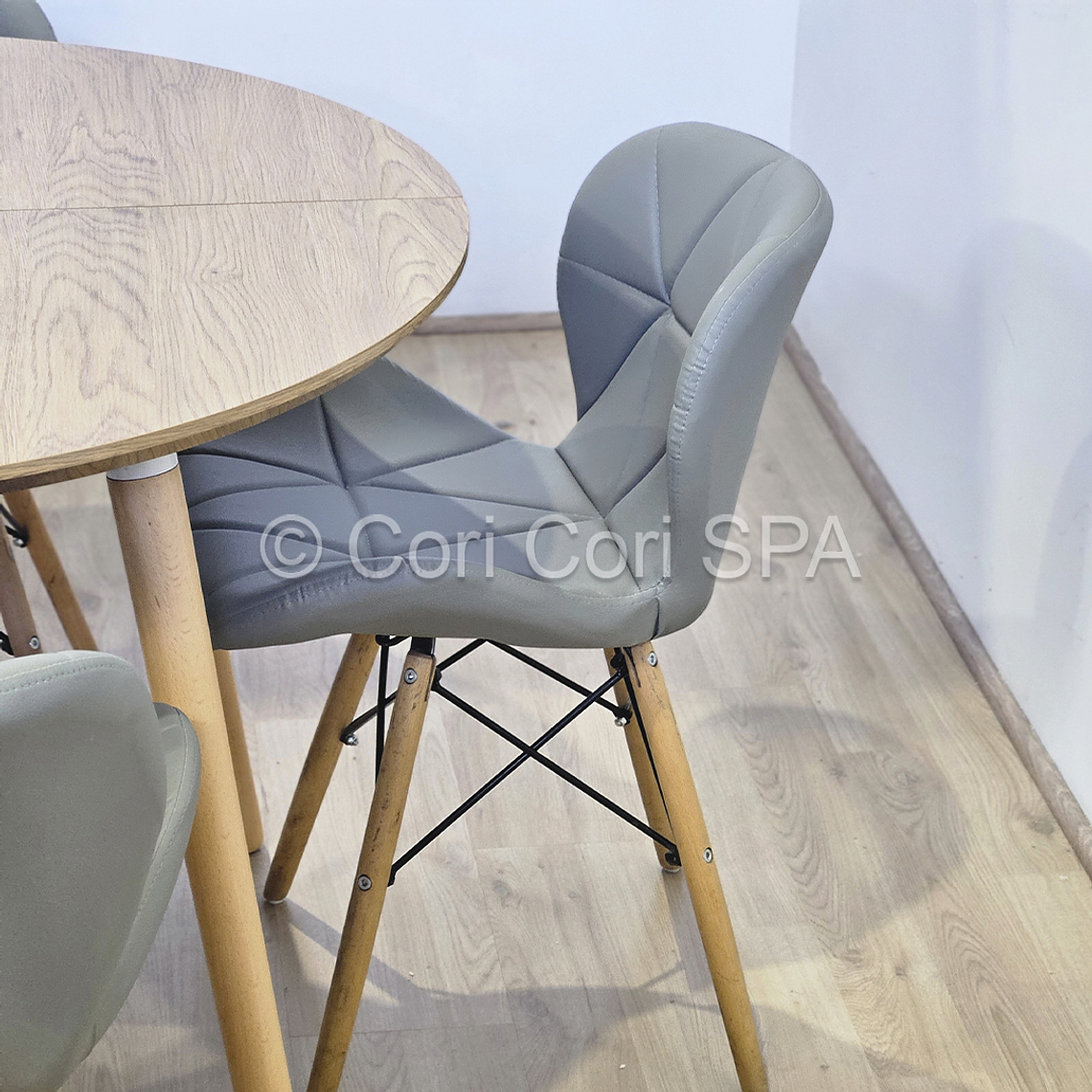 Comedor Mesa Aura Wood 100cms + 4 Silla Eames Mariposa Ecocuero 7