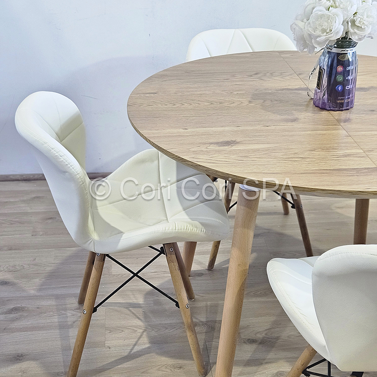 Comedor Mesa Aura Wood 100cms + 4 Silla Eames Mariposa Ecocuero 11
