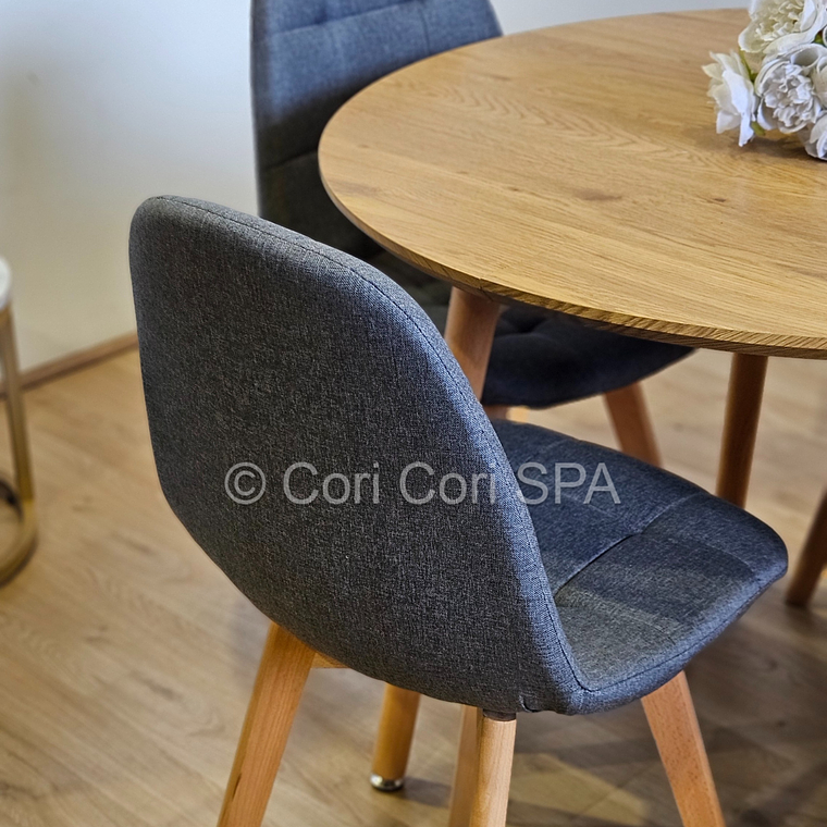 Comedor Mesa Aura Wood 100cms + 4 Sillas Capitonne Lino 5