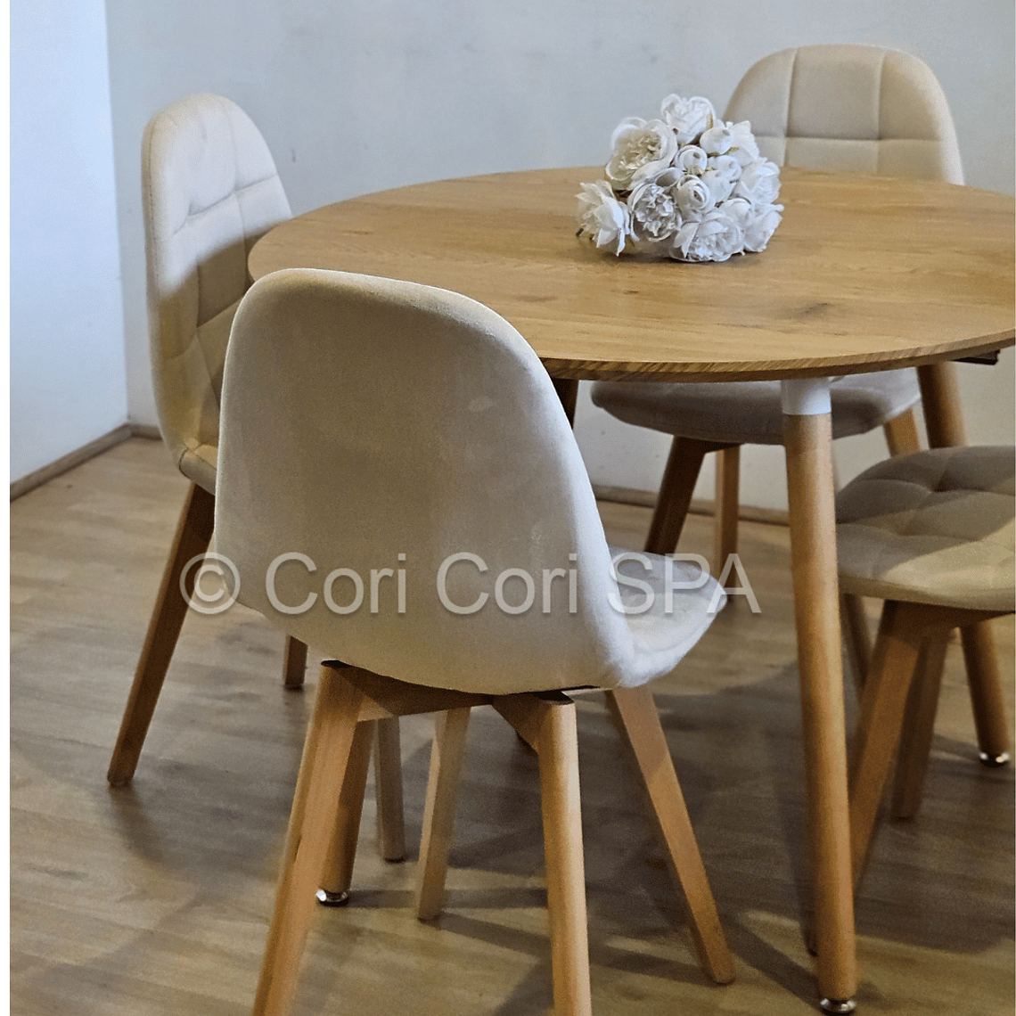 Comedor Mesa Aura Wood 100cms + 4 Sillas Capitonne Velvet 5