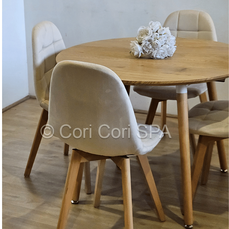 Comedor Mesa Aura Wood 100cms + 4 Sillas Capitonne Velvet 5