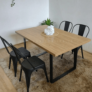 Comedor Industrial 140x90 Light + 4 Sillas Tolix
