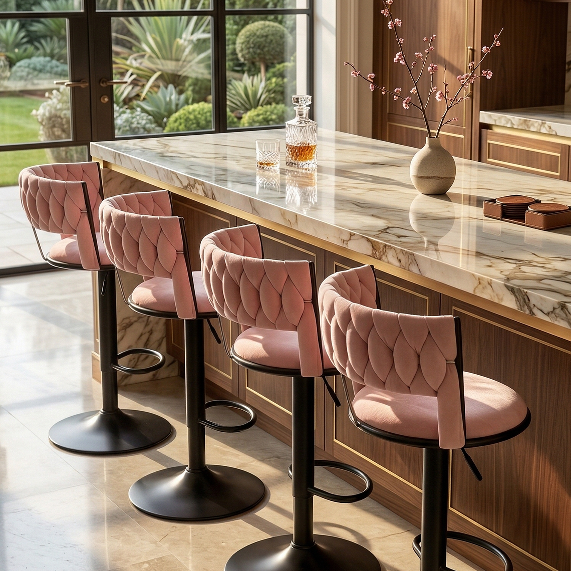 Pack 4 Taburetes Queen Velvet Gold 12