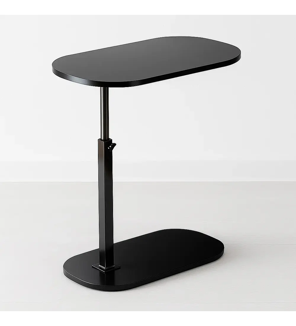 Mesa de Noche Ajustable en C para Cama y Sofá - Negro